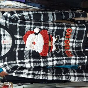 Holiday Time black and white checkered Santa sweater size M 8 10 invw236